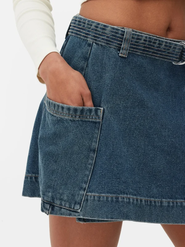 Mini-jupe Drapée En Denim