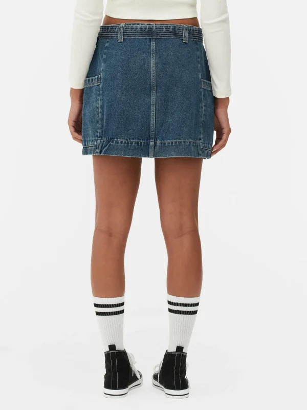 Mini-jupe Drapée En Denim