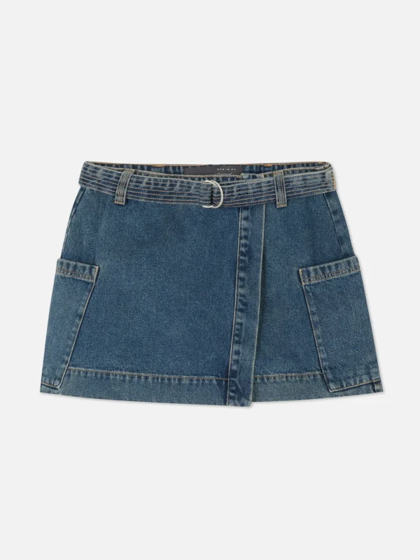 Mini-jupe Drapée En Denim