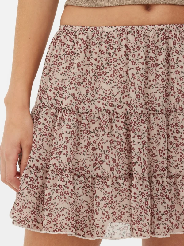 Mini-jupe En Mousseline à Superposition