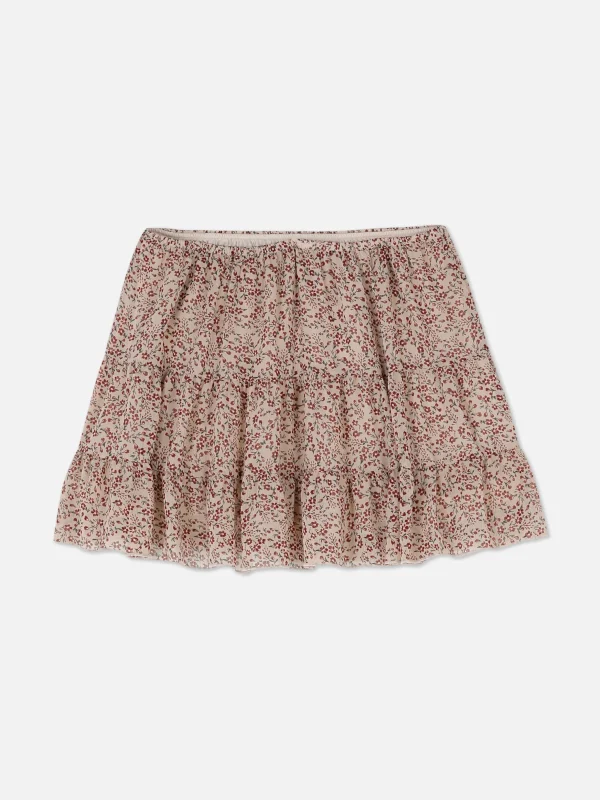 Mini-jupe En Mousseline à Superposition