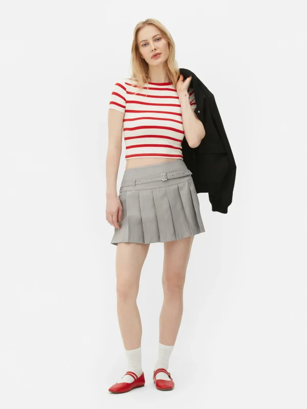 Mini-jupe Plissée à Boucle