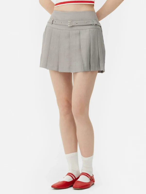 Mini-jupe Plissée à Boucle