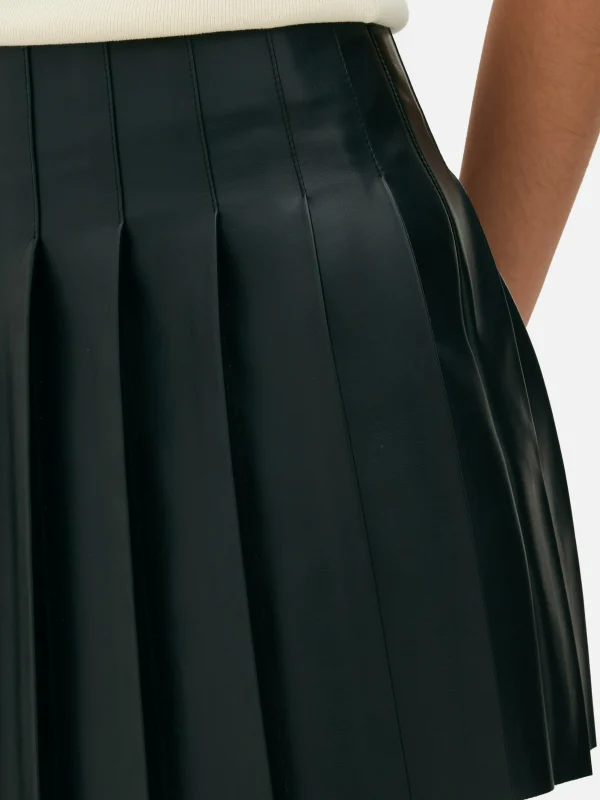 Mini-jupe Plissée En Simili Cuir
