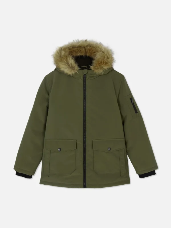 Parka à Capuche En Fausse Fourrure