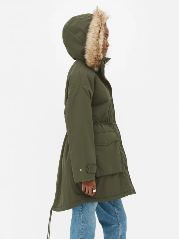 Parka à Capuche En Fausse Fourrure