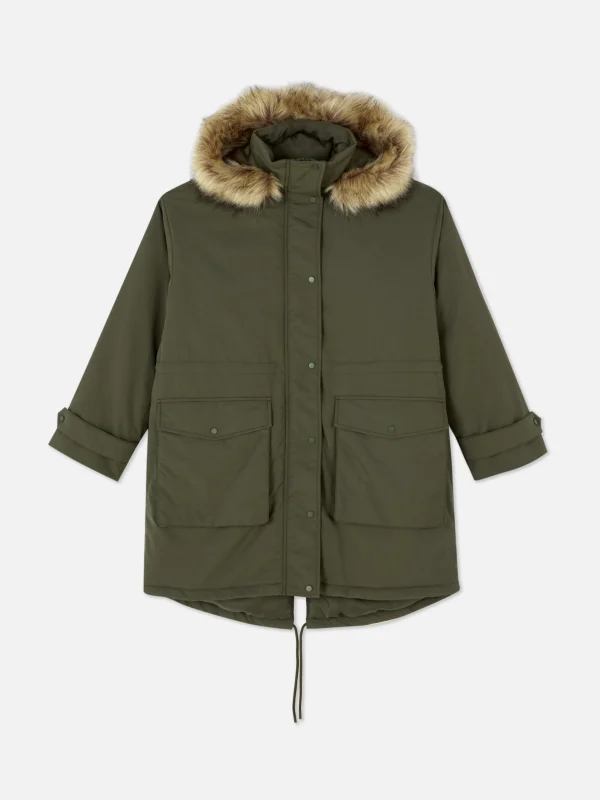 Parka à Capuche En Fausse Fourrure