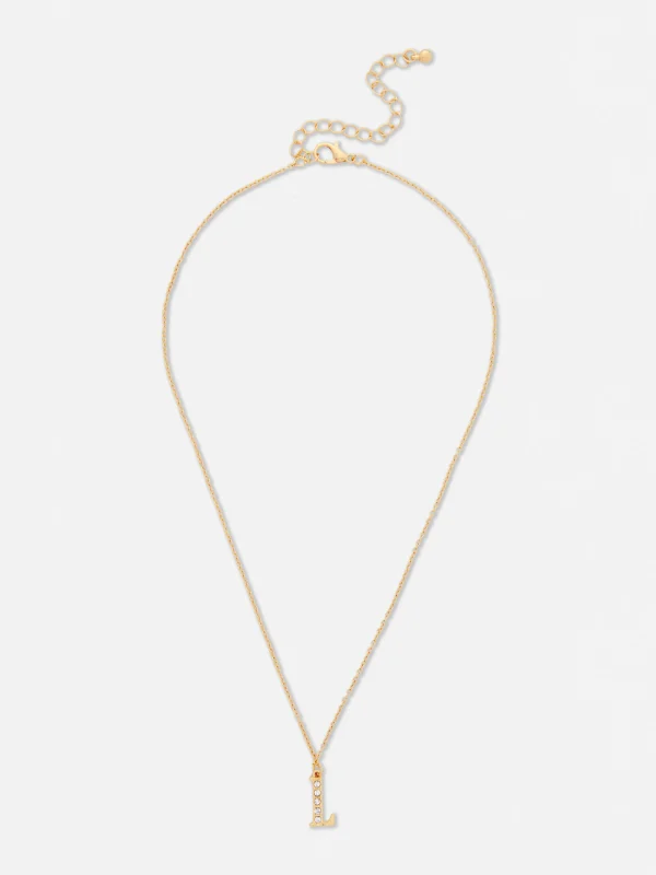 Pendentif à Initiale Et Strass