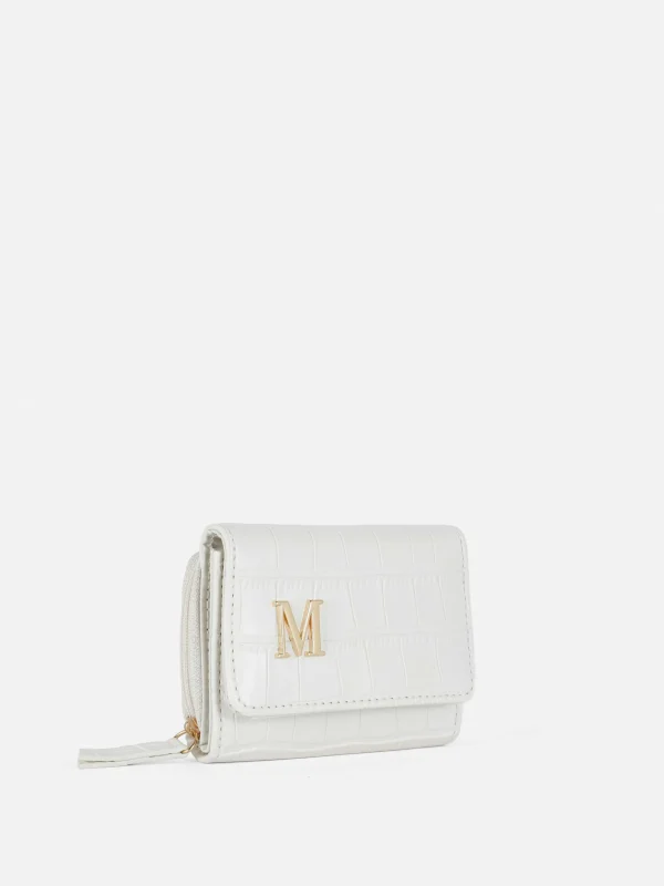 Porte-monnaie En Simili Cuir Effet Croco Avec Initiale