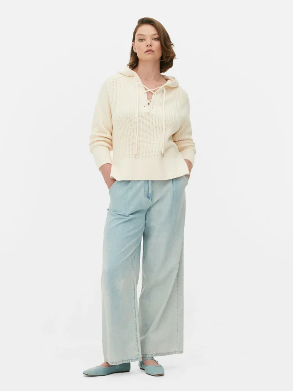 Pull à Capuche à Lacet En Treillage Sur Le Devant