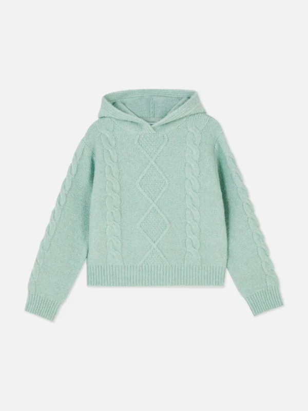Pull à Capuche En Maille Torsadée