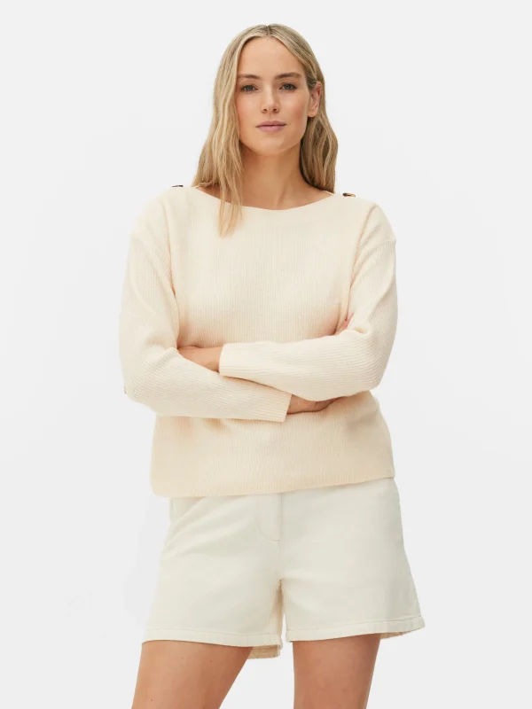 Pull à Encolure Bateau Et à épaules Boutonnées