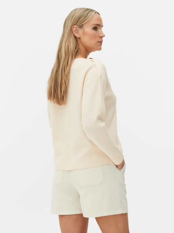 Pull à Encolure Bateau Et à épaules Boutonnées