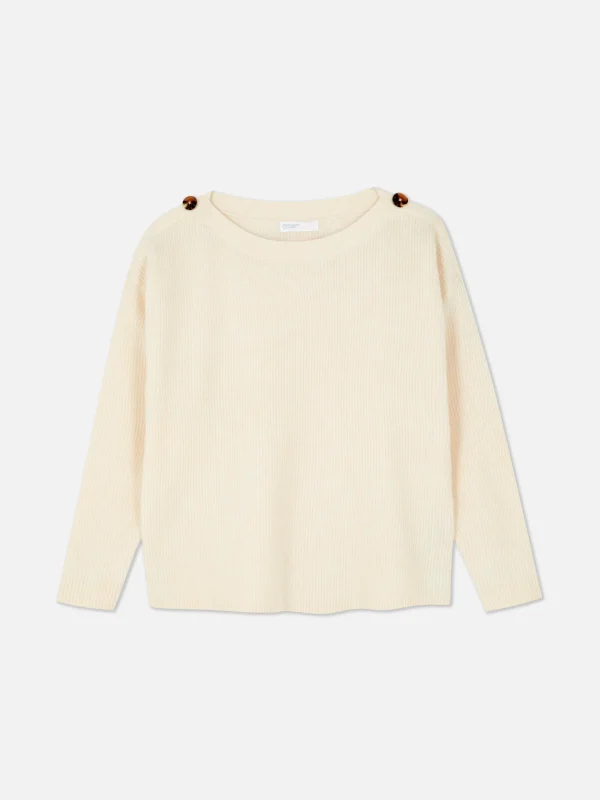 Pull à Encolure Bateau Et à épaules Boutonnées