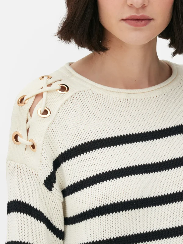 Pull à Rayures Et épaules En Treillage