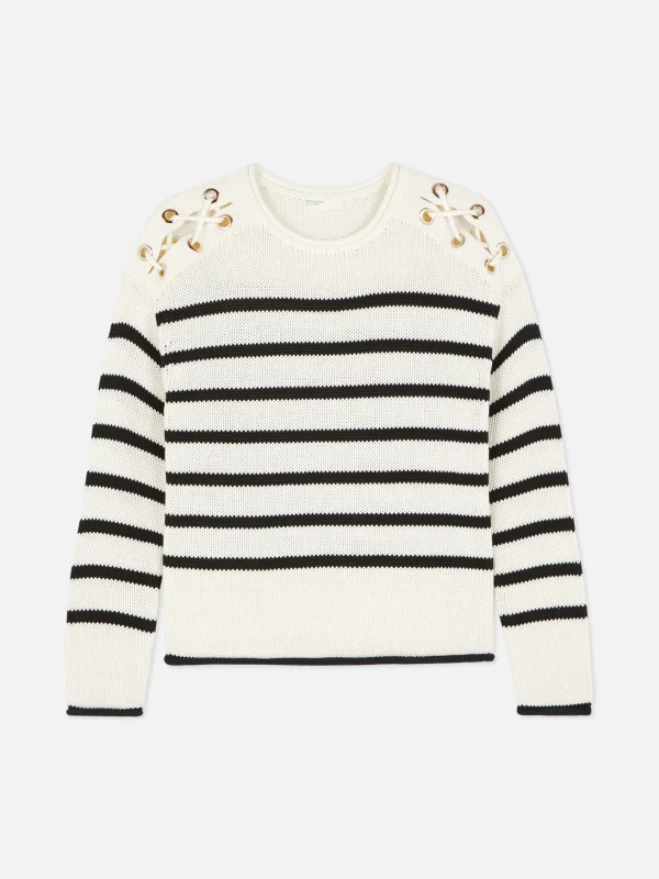 Pull à Rayures Et épaules En Treillage