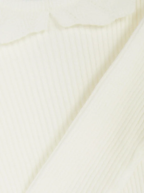 Pull Côtelé Avec Col à Volants