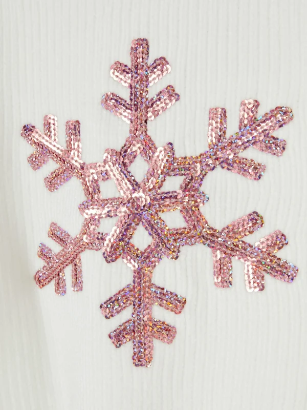 Pull En Chenille à Sequins Et Flocons De Neige