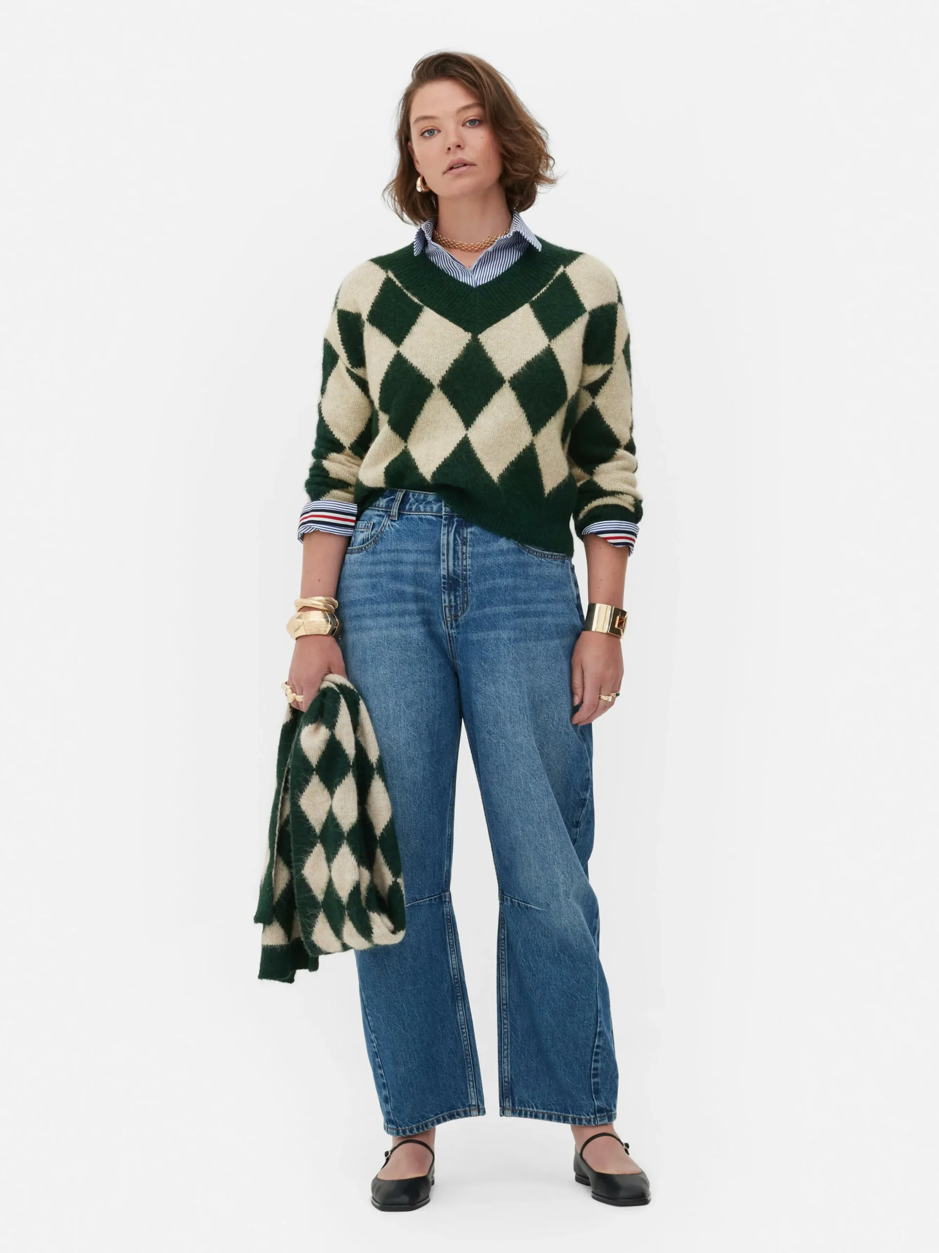 pull_en_maille__col_en_v__1.webp Pull En Maille à Col En V Et Motif Losanges Rita Ora