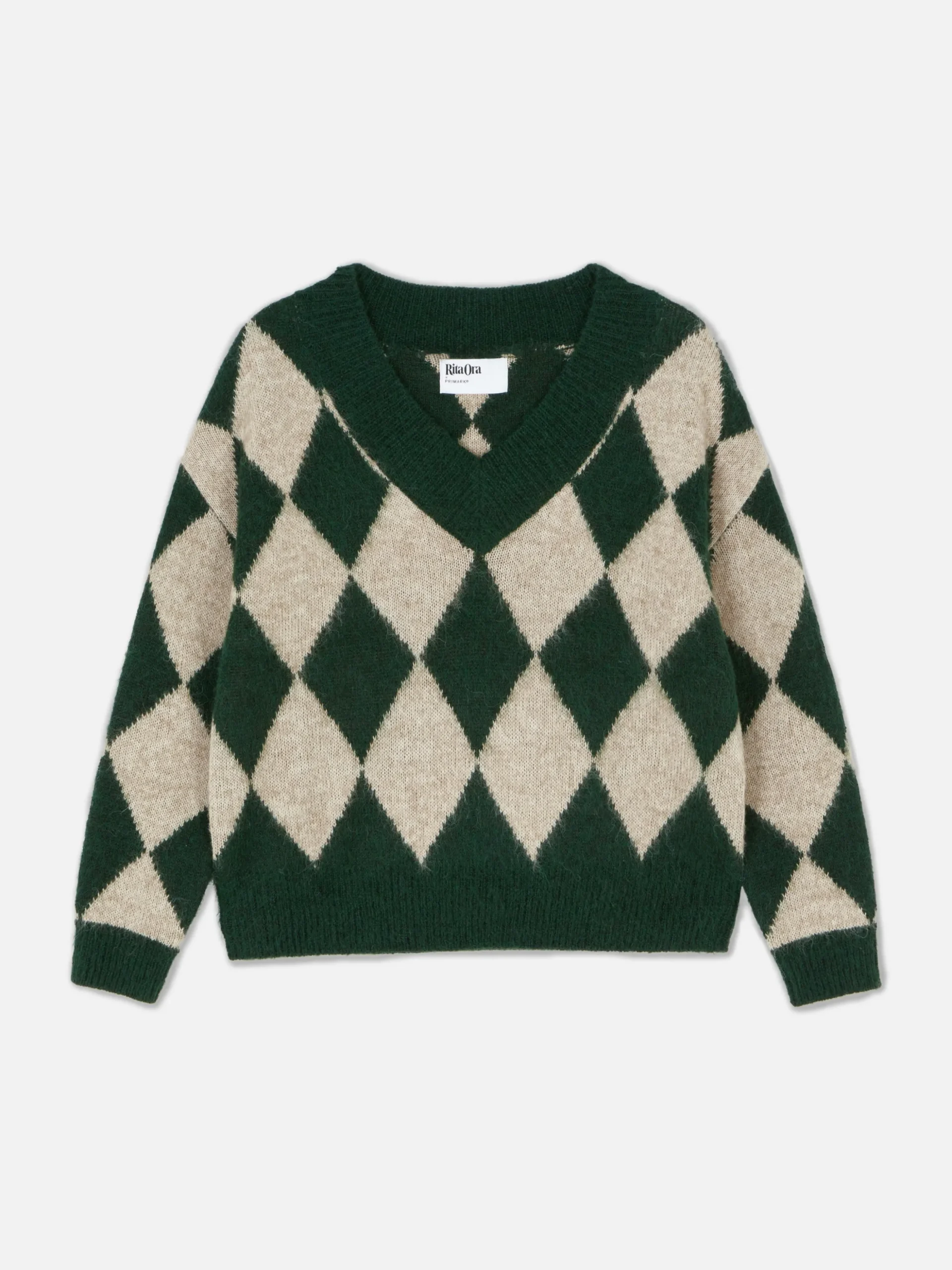 pull_en_maille__col_en_v__4.webp Pull En Maille à Col En V Et Motif Losanges Rita Ora