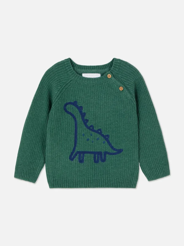Pull En Maille à Motif Dinosaure