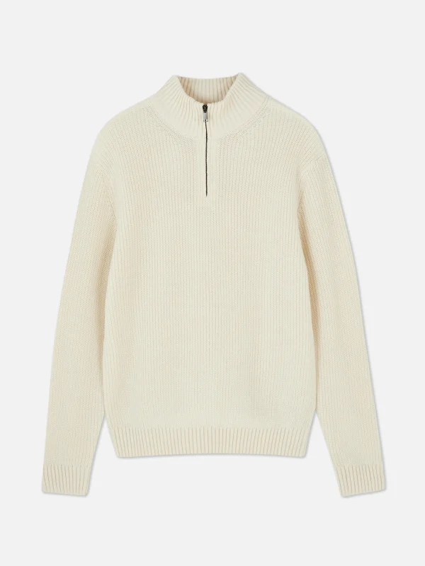 Pull En Maille Côtelée à Col Zippé