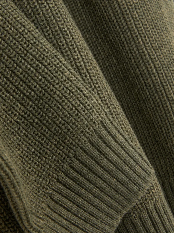 Pull En Maille Côtelée à Col Zippé