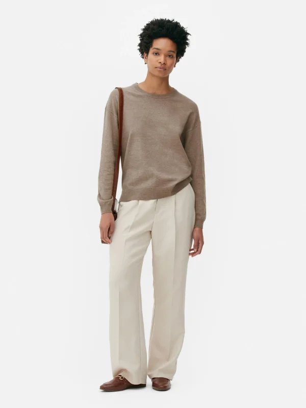 Pull En Maille Fine à Col Ras-du-cou