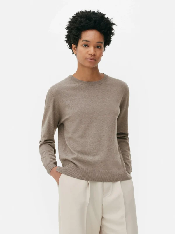 Pull En Maille Fine à Col Ras-du-cou