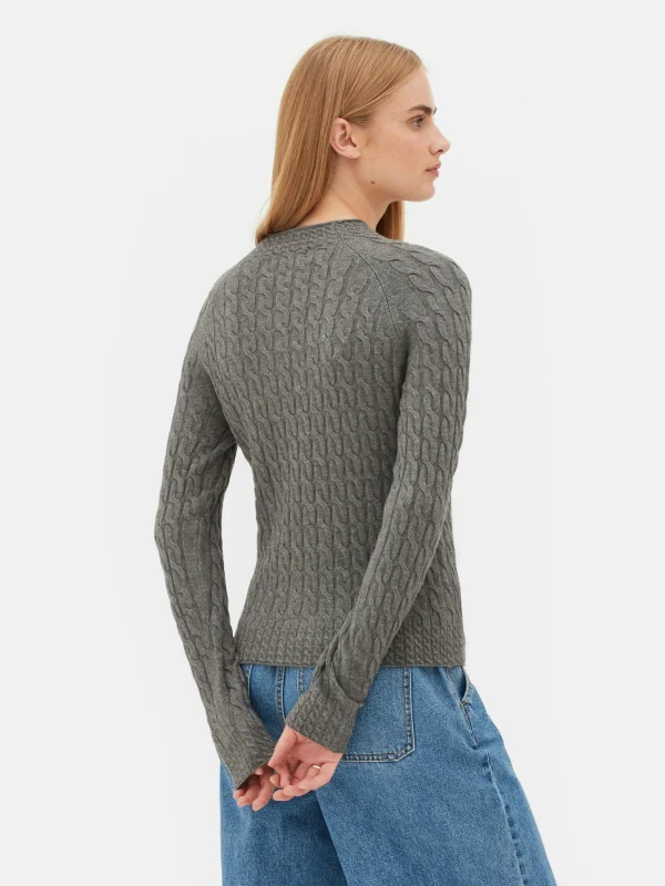 Pull En Maille Torsadée à Col Montant