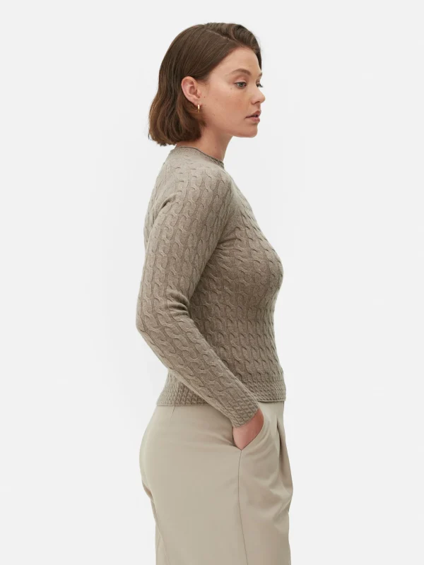 Pull En Maille Torsadée à Col Montant