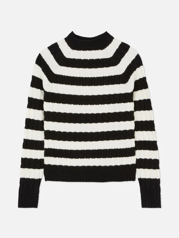 Pull En Maille Torsadée à Col Montant