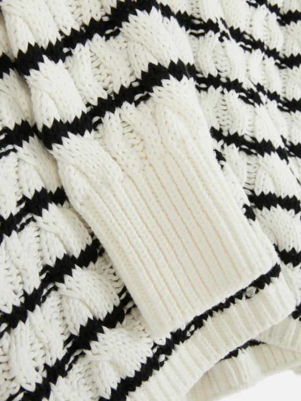 Pull En Maille Torsadée à Rayures