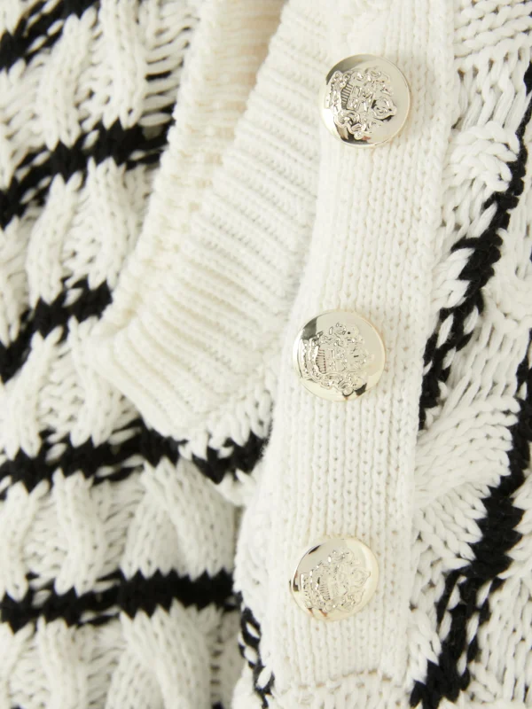 Pull En Maille Torsadée à Rayures