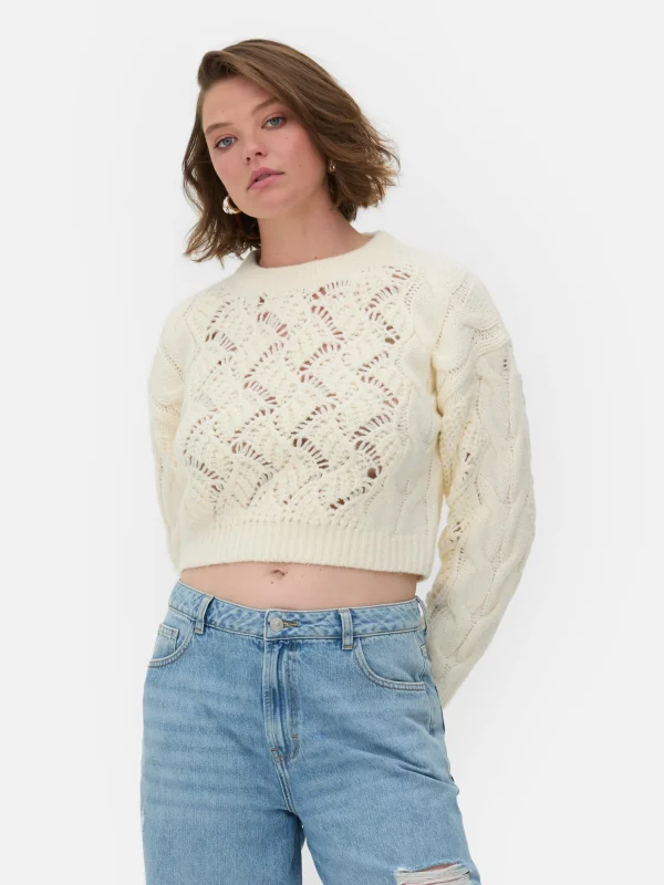 Pull En Maille Torsadée Ajourée Rita Ora