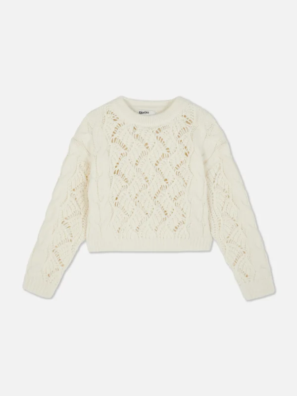 Pull En Maille Torsadée Ajourée Rita Ora