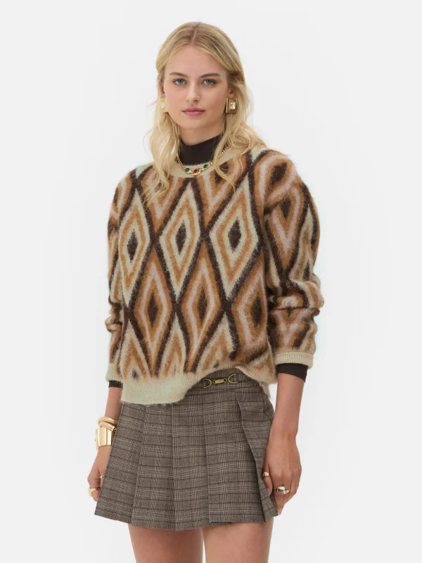 Pull En Tricot à Motif Losange Rita Ora