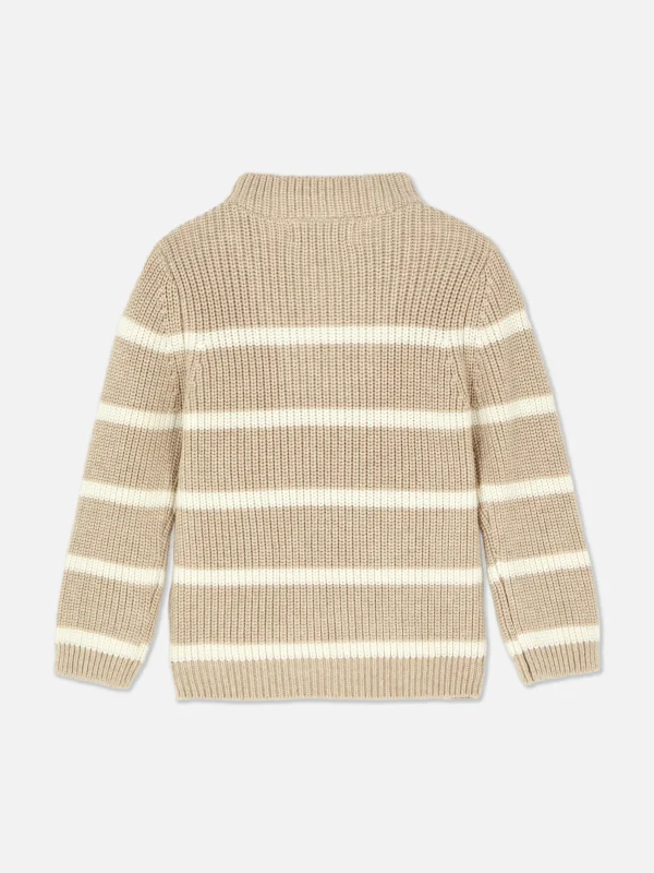 Pull Rayé à Col Cheminée