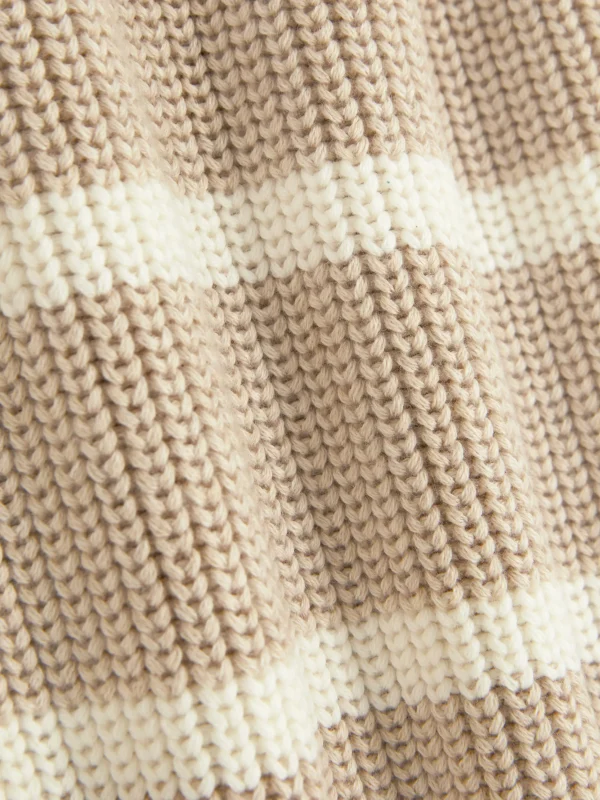 Pull Rayé à Col Cheminée