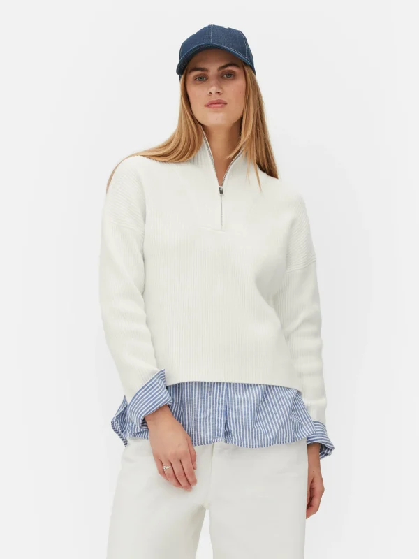 Pull Tricoté à Encolure Zippée