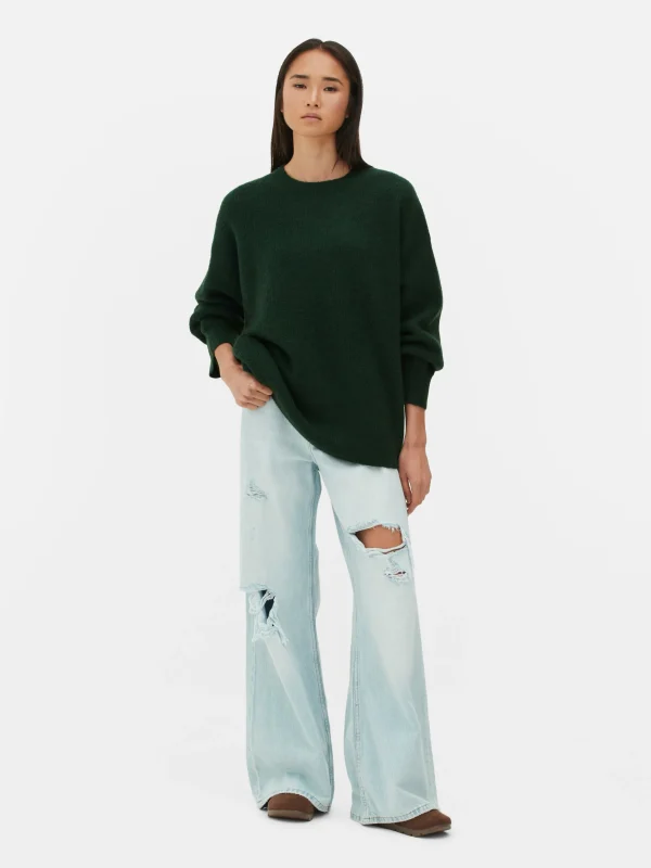 Pull Tricoté Avec Manches à Revers