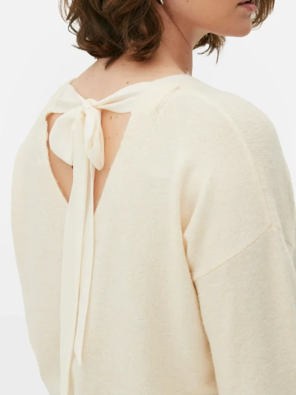 Pull Tricoté Avec Nœud Dans Le Dos