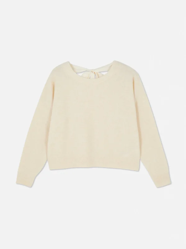 Pull Tricoté Avec Nœud Dans Le Dos