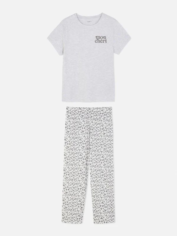 Pyjama à Manches Courtes Graphique En Jersey