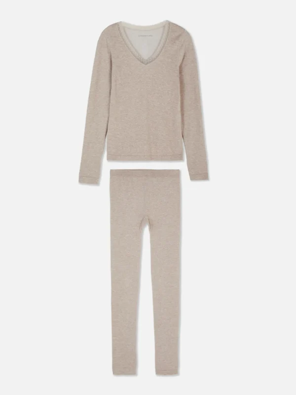 Pyjama à Manches Longues Avec Finitions En Dentelle