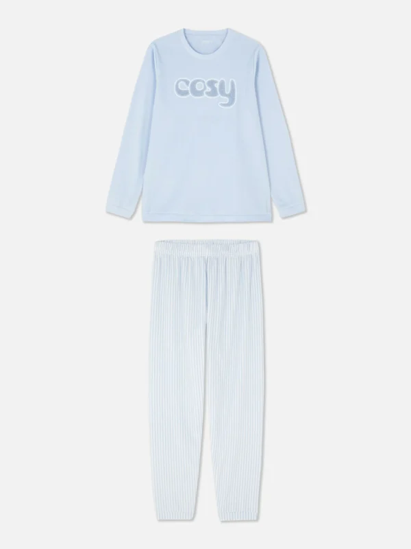 Pyjama à Manches Longues Et à Message