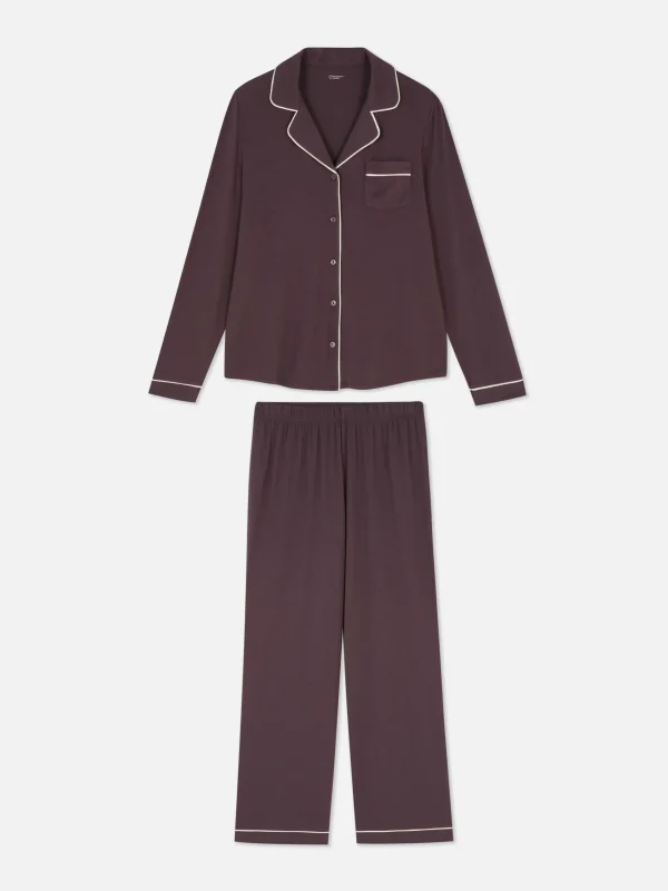 Pyjama Boyfriend En Jersey à Manches Longues