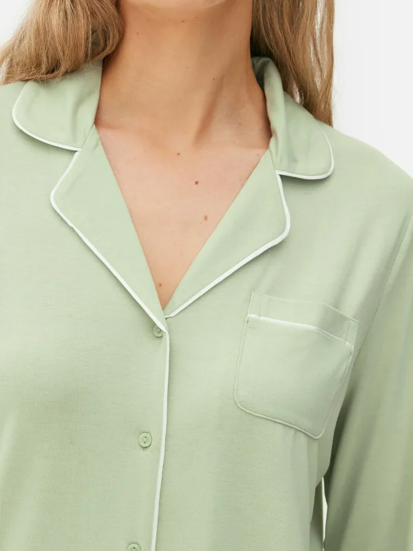 Pyjama Boyfriend En Jersey à Manches Longues