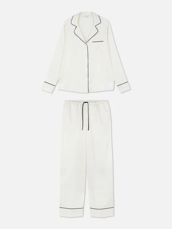 Pyjama Chemise à Manches Longues En Satin