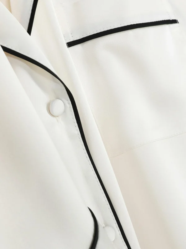 Pyjama Chemise à Manches Longues En Satin